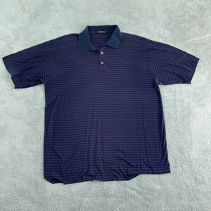 Marbas Mens Navy & Red Striped Polo Shirt Cotton 4716